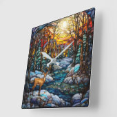 Winter Glas in lood wandklok (Hoek)