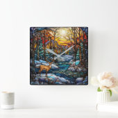 Winter Glas in lood wandklok (Huis)