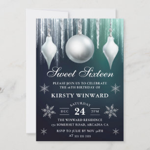 Winter Glasballen & Sneeuwvlokken Sweet Sixteen Kaart