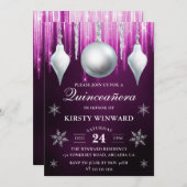 Winter Glass Baubles & Snowflakes Quinceanera Kaart (Voorkant / Achterkant)