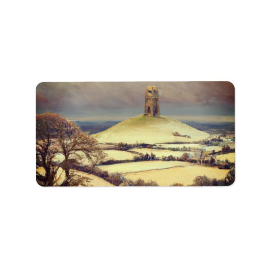 Winter Glastonbury Tor  Etiket (Voorkant)