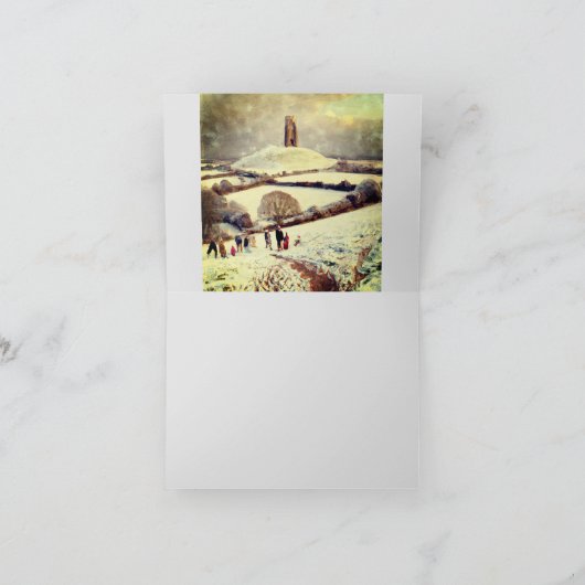 Winter Glastonbury Tor Feestdagen Kaart (Binnen)