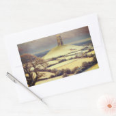 Winter Glastonbury Tor  Rechthoekige Sticker (Envelop)