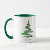 Winter Glitter Groene Boom Gepersonaliseerde Kerst Mok (Links)