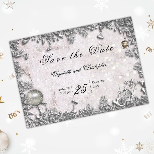 Winter Glitter Kerstmis Magische Bruiloft Save The Date