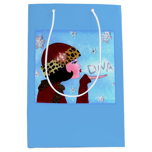 Winter Glitters Diva Medium Cadeauzakje (Voorkant)