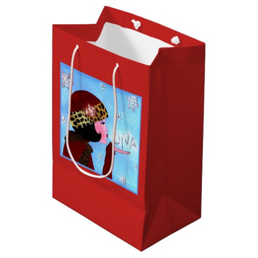 Winter Glitters Diva Medium Cadeauzakje (Voorkant Gekanteld)