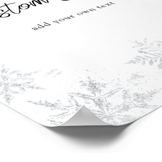 Winter Glittery Sneeuwvlok Aangepaste Tekst Teken Poster (Hoek)
