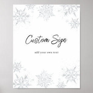 Winter Glittery Sneeuwvlok Aangepaste Tekst Teken Poster