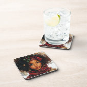 Winter Glow Afrocentric Queen – Holiday Art Bier Onderzetter (Rechterzijde)