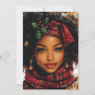 Winter Glow Afrocentric Queen – Holiday Art Feestdagenkaart