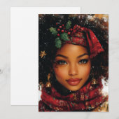 Winter Glow Afrocentric Queen – Holiday Art Feestdagenkaart (Voorkant / Achterkant)