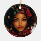 Winter Glow Afrocentric Queen – Holiday Art Keramisch Ornament (Voorkant)