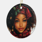 Winter Glow Afrocentric Queen – Holiday Art Keramisch Ornament (Links)