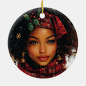 Winter Glow Afrocentric Queen – Holiday Art Keramisch Ornament (Achterkant)