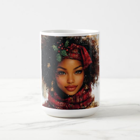Winter Glow Afrocentric Queen – Holiday Art Koffiemok (Center)