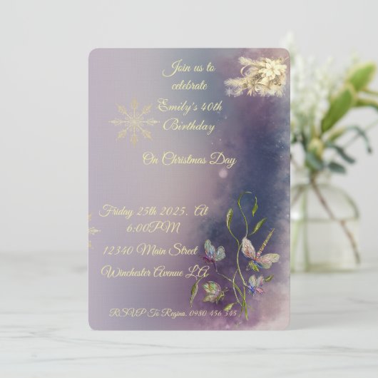 Winter Glow Birthday Flat Greeting Card Kaart (Staand voorkant)