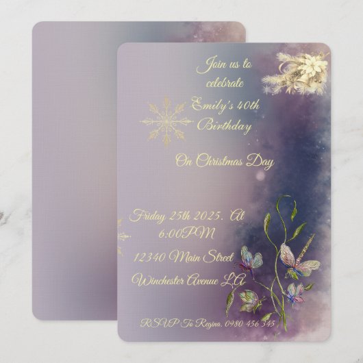 Winter Glow Birthday Flat Greeting Card Kaart (Voorkant / Achterkant)