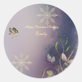 Winter Glow Verjaardagsstickers rond Ronde Sticker