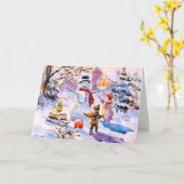 Winter Glow Waterverf Wenskaart Kaart (Gele Bloem)