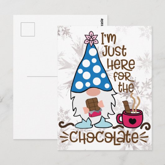 Winter Gnome Ik ben hier voor het chocolade. Briefkaart (Voorkant / Achterkant)
