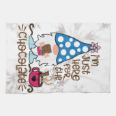 Winter Gnome Ik ben hier voor het chocolade. Theedoek (Horizontaal)