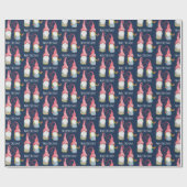 Winter Gnome In Love Waterverf met de hand geschil Cadeaupapier (Vlak)