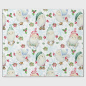 Winter Gnome kerstpatroon Cadeaupapier (Vlak)