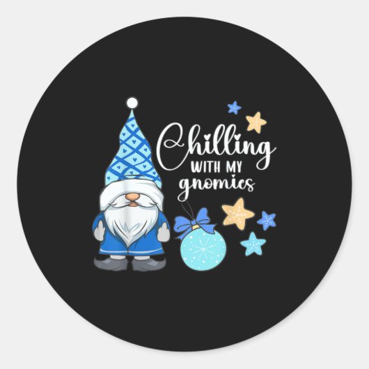 Winter Gnome, Nordic, Christmas Gnome Ronde Sticker (Voorkant)