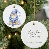 Winter Gnome onze eerste kerst Keramisch Ornament