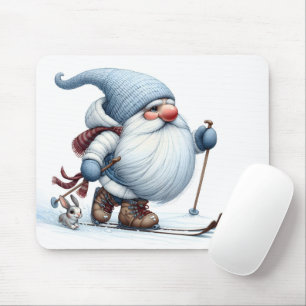 Winter Gnome Skiën met een konijn Muismat