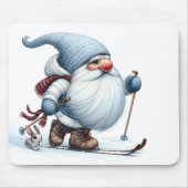 Winter Gnome Skiën met een konijn Muismat (Voorkant)