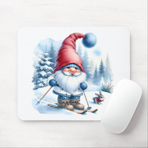 Winter Gnome Skiën met een konijn Muismat