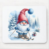 Winter Gnome Skiën met een konijn Muismat (Voorkant)