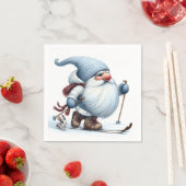 Winter Gnome Skiën met een konijn Servet (Insitu)