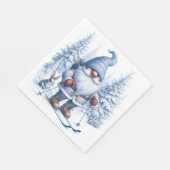 Winter Gnome Skiën met een konijn Servet (Hoek)