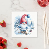 Winter Gnome Skiën met een konijn Servet (Insitu)