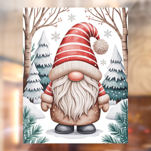 Winter Gnome Window Cling Raamsticker (Vel 2)