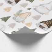 Winter Gnomen Trees White Wrapping Paper Cadeaupapier (Hoek)