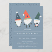 Winter Gnomes Blue Holiday Party Uitnodiging (Voorkant / Achterkant)