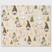 Winter Gnomes Forest Beige Cadeaupapier (Vlak)