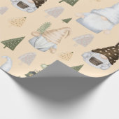 Winter Gnomes Forest Beige Cadeaupapier (Hoek)