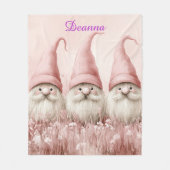 Winter Gnomes Pink Hats White Flowers Fleece Deken (Voorkant)