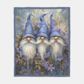 Winter Gnomes Purple Hats Flowers Fleece Deken (Voorkant)