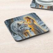 Winter Goddess & White Wolf Bier Onderzetter (Linkerzijde)