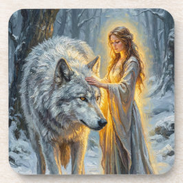 Winter Goddess & White Wolf Bier Onderzetter