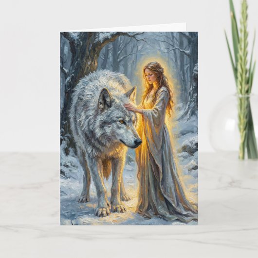Winter Goddess & White Wolf Kaart (Voorkant)