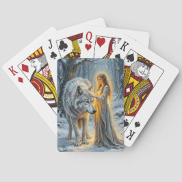 Winter Goddess & White Wolf Pokerkaarten