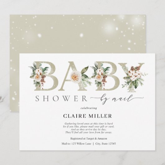 Winter Gold Baby shower per Mail Invitation Kaart (Voorkant / Achterkant)