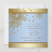 Winter Gold Blue Snowflakes Baby Boy Shower Kaart (Achterkant)